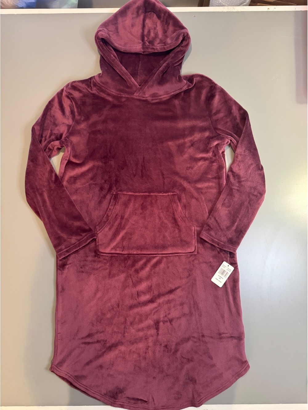 32 Degrees Heat Women's S/M Mauve Wine Plush Hooded Sleepwear Hoodie